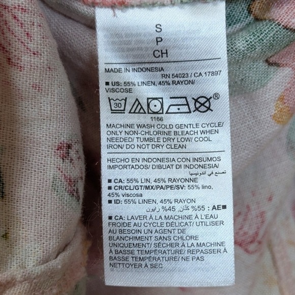 Old Navy Womens Floral Linen Blend Wrap Maxi Dress Cottagecore Small Puff Sleeve - Picture 7 of 7